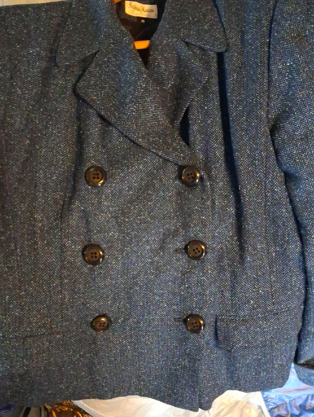 Neiman Marcus Blue and Black Textured Jacket